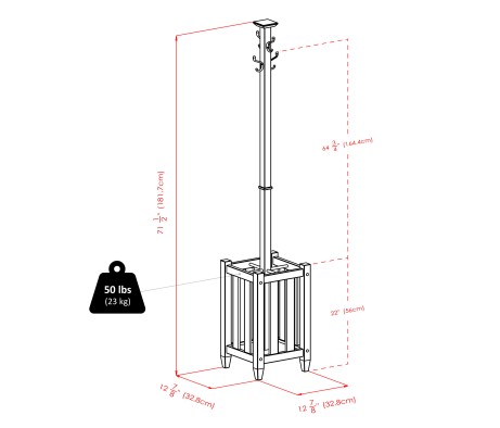Memphis Coat Rack with Umbrella Stand, 72' High, Cappuccino