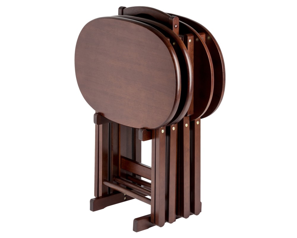 Nathan 5-Pc Snack Table Set with Stand, Cappuccino