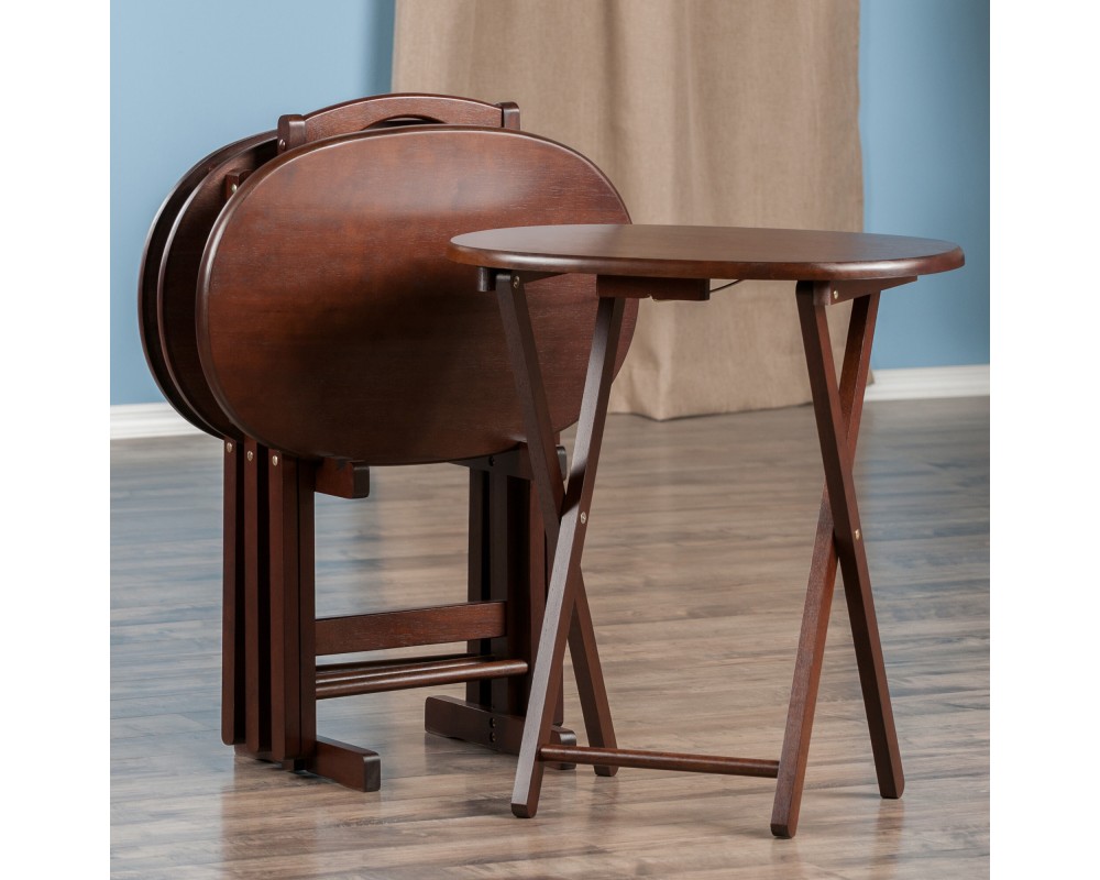 Nathan 5-Pc Snack Table Set with Stand, Cappuccino