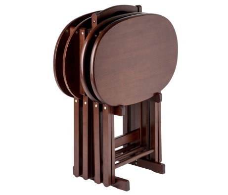 Nathan 5-Pc Snack Table Set with Stand, Cappuccino