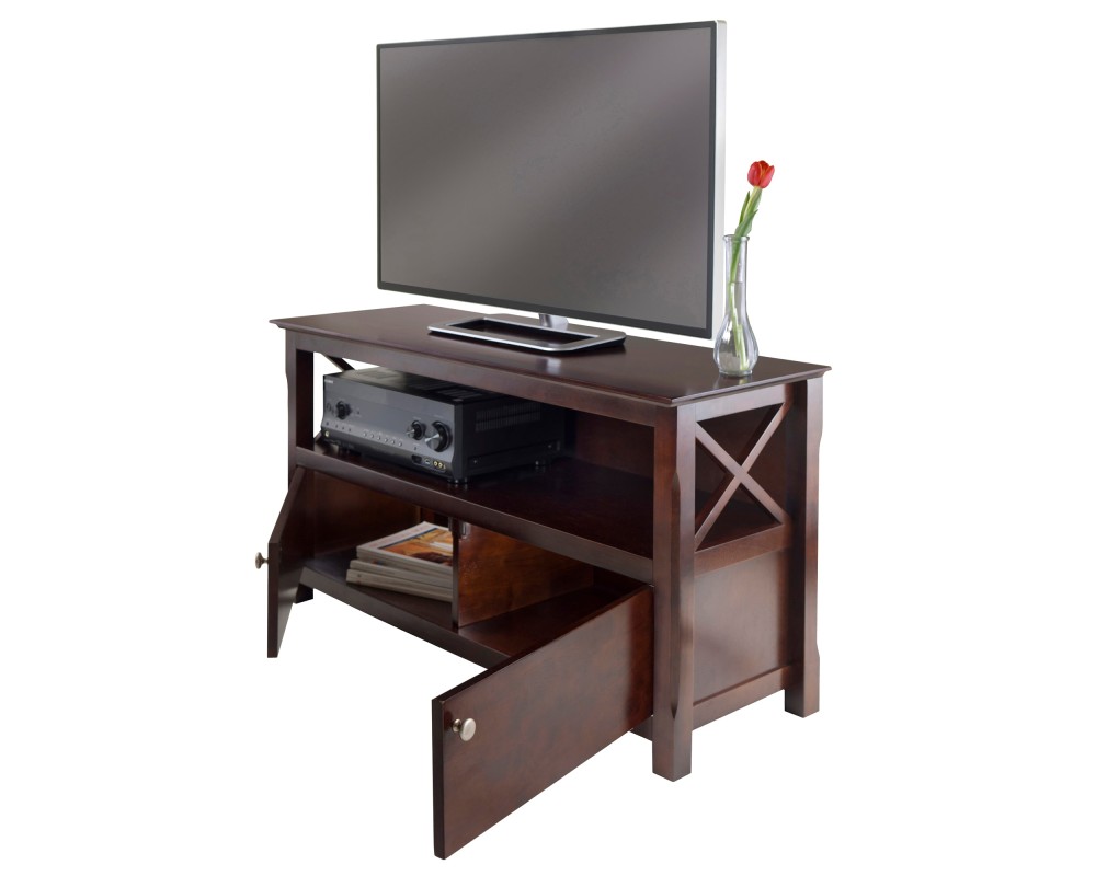 Xola TV Stand with Storage, 44' Wide, 24' High, Cappuccino
