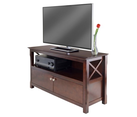 Xola TV Stand with Storage, 44' Wide, 24' High, Cappuccino