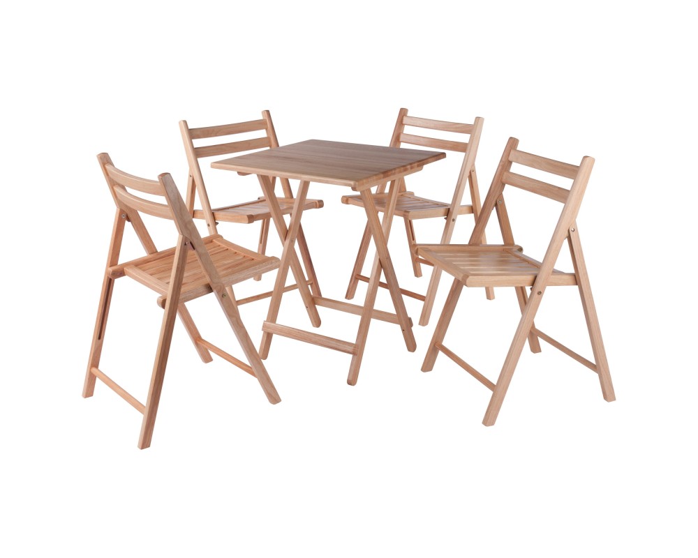 Delaney Folding Table with 4 Folding Chairs, 30' High, 24' Wide, Natural