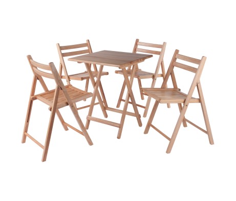 Delaney Folding Table with 4 Folding Chairs, 30' High, 24' Wide, Natural
