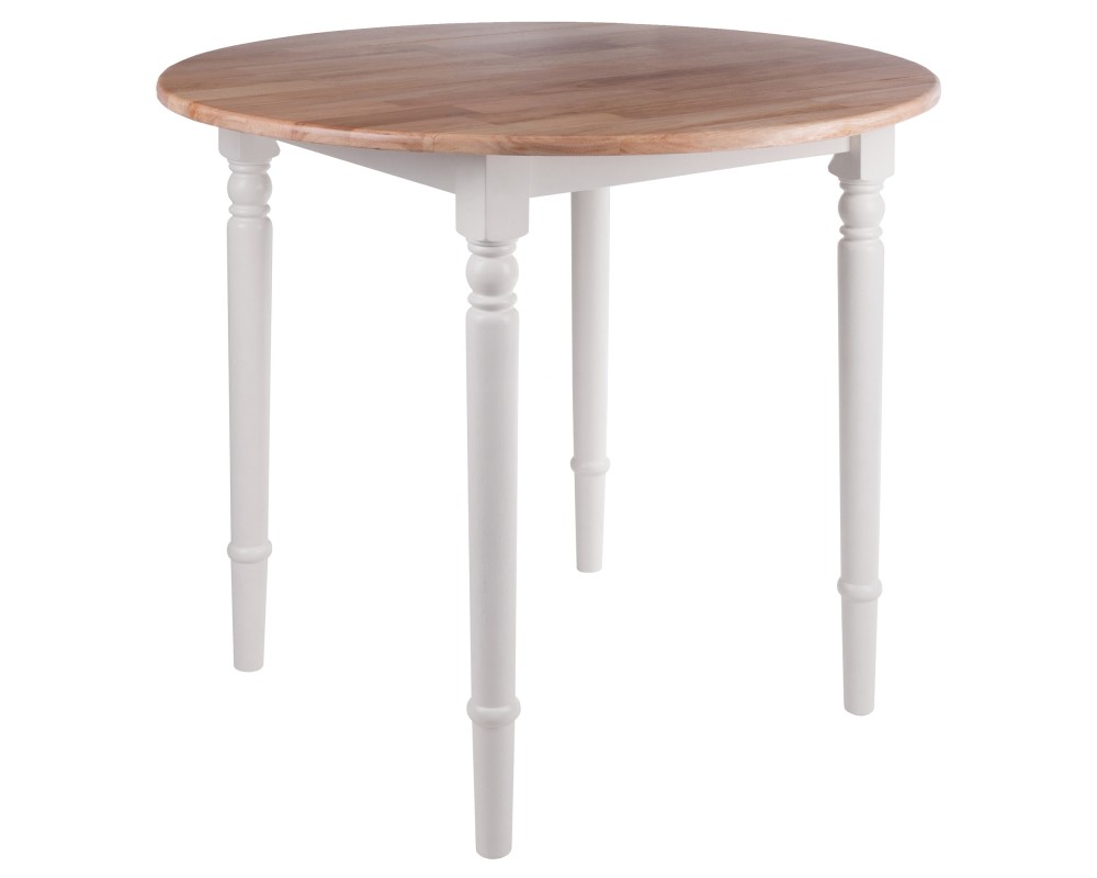Sorella Double Drop Leaf Dining Table, Natural and White