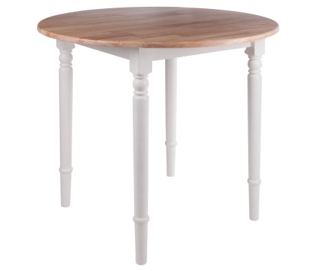 Sorella Double Drop Leaf Dining Table, Natural and White