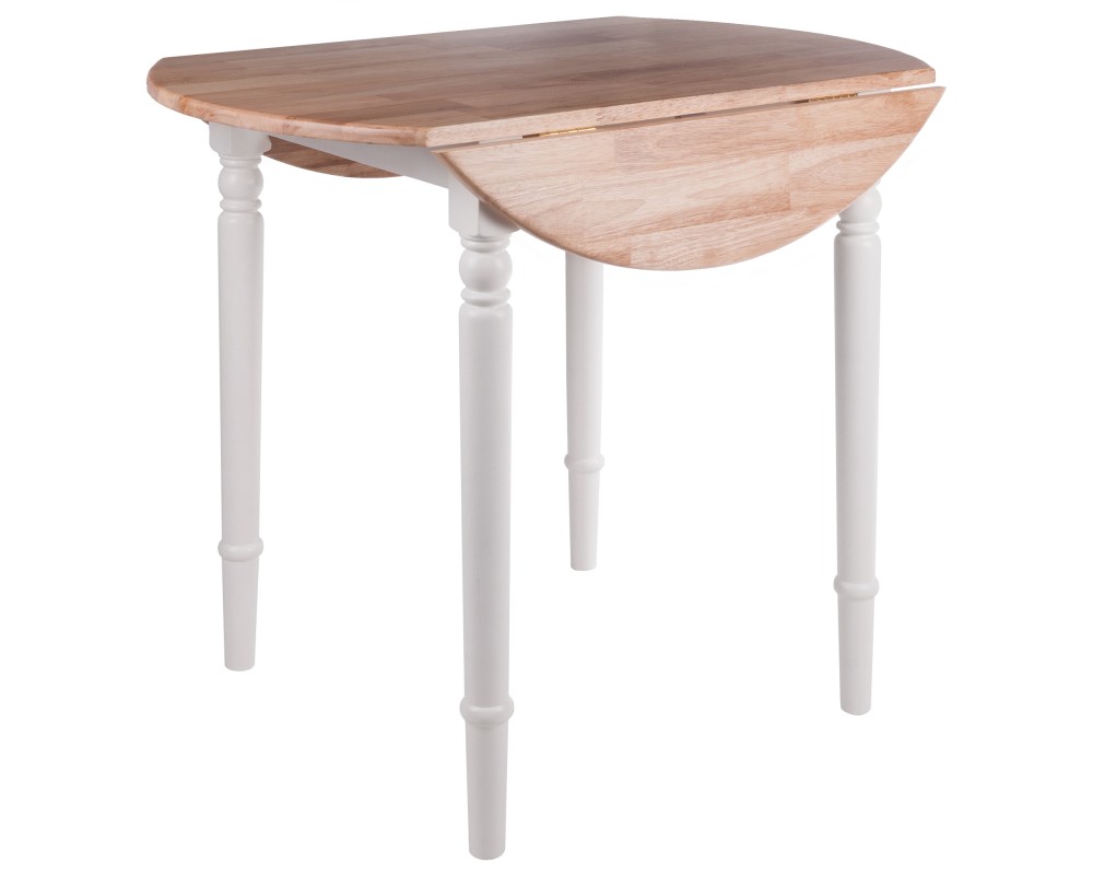 Sorella Double Drop Leaf Dining Table, Natural and White
