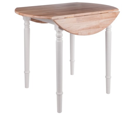 Sorella Double Drop Leaf Dining Table, Natural and White