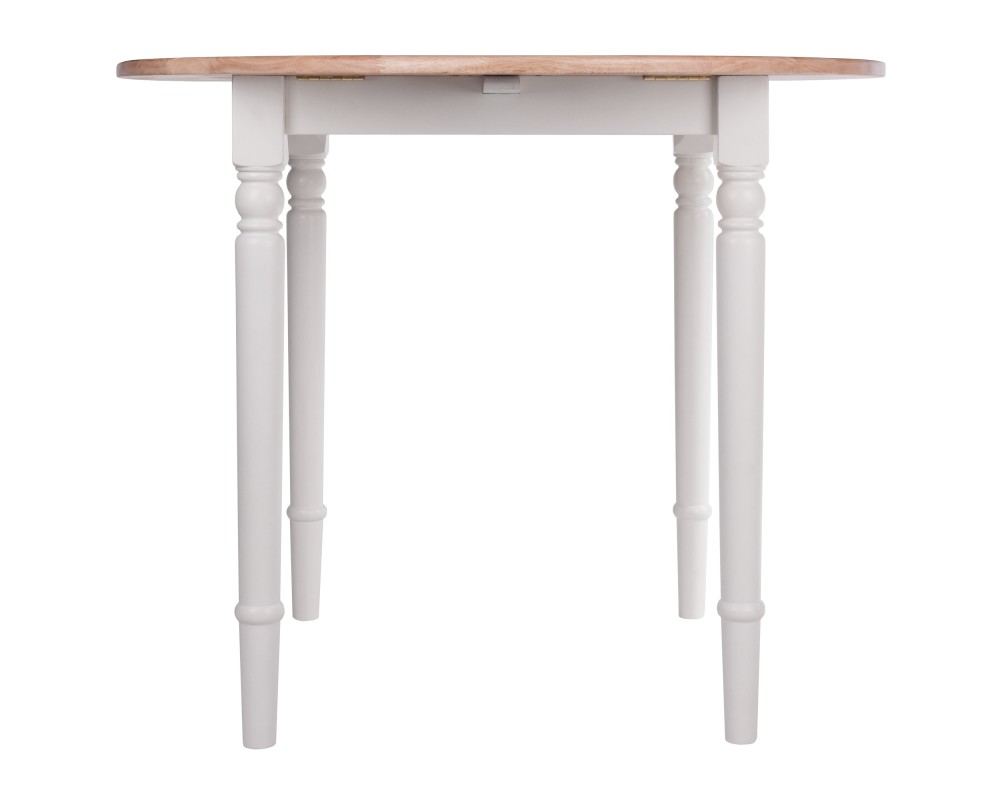 Sorella Double Drop Leaf Dining Table, Natural and White
