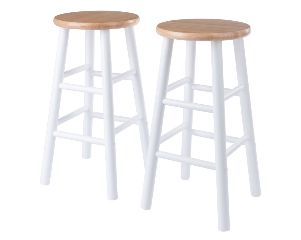 Huxton 2-Pc Counter Stool Set, 24' High, Natural and White