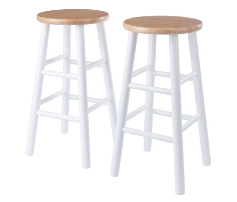 Huxton 2-Pc Counter Stool Set, 24' High, Natural and White