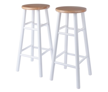 Huxton 2-Pc Bar Stool Set, 29' High, Natural and White