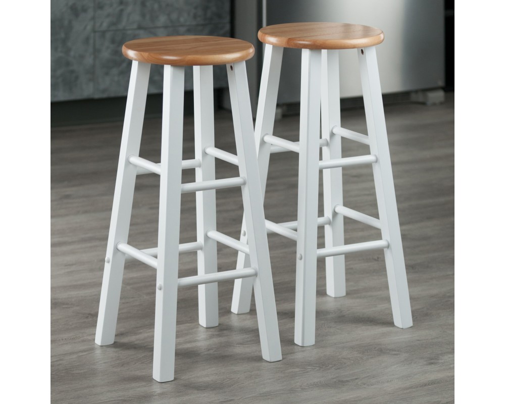 Element 2-Pc Square Leg Bar Stool Set, Natural and White