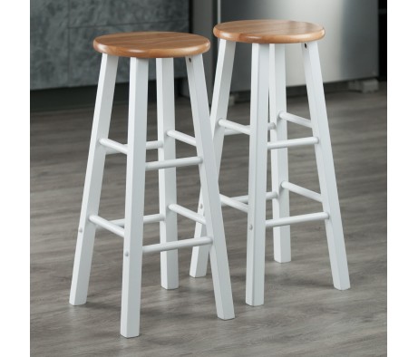 Element 2-Pc Square Leg Bar Stool Set, Natural and White