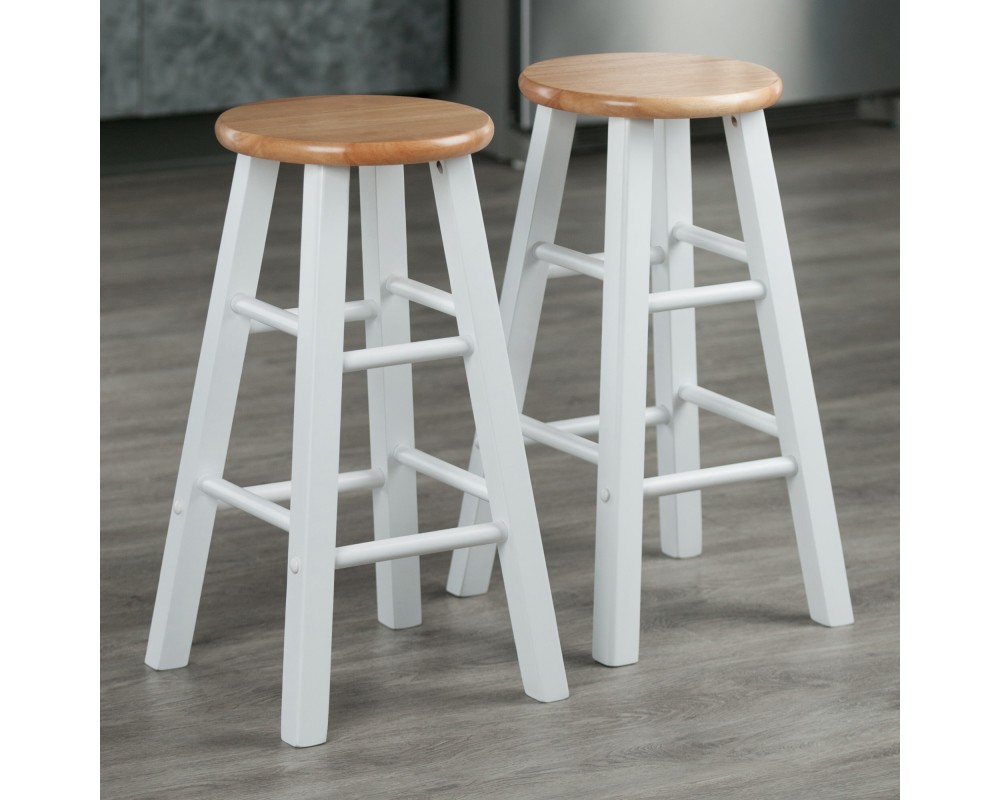 Element 2-Pc Square Legs Counter Stool Set, Natural and White