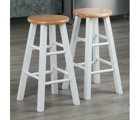 Element 2-Pc Square Legs Counter Stool Set, Natural and White