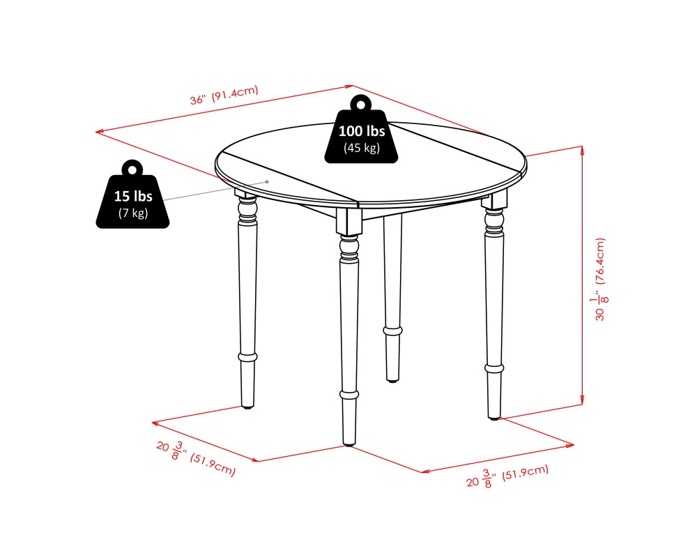 Sorella 5-Pc Double Drop Leaf Dining Table With 4 Windsor Chairs, Natural and White