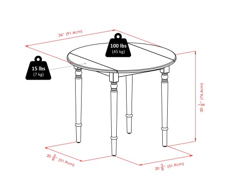 Sorella 5-Pc Double Drop Leaf Dining Table With 4 Windsor Chairs, Natural and White