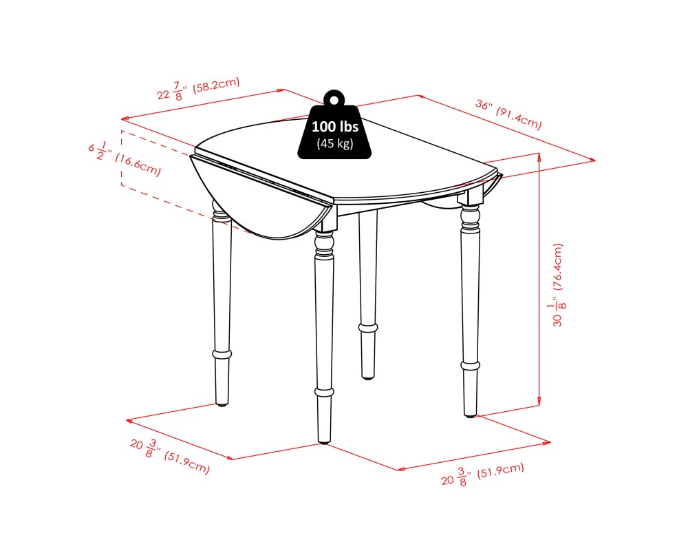 Sorella 5-Pc Double Drop Leaf Dining Table With 4 Windsor Chairs, Natural and White