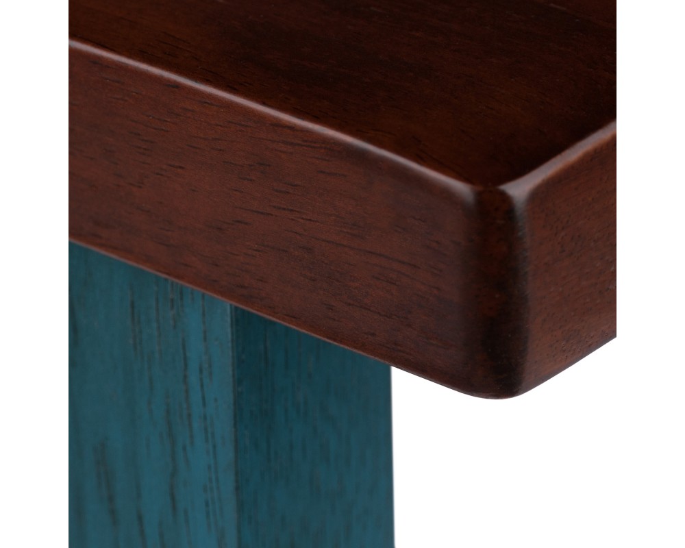Satori Saddle Seat Counter Stool, Rustic Teal and Walnut