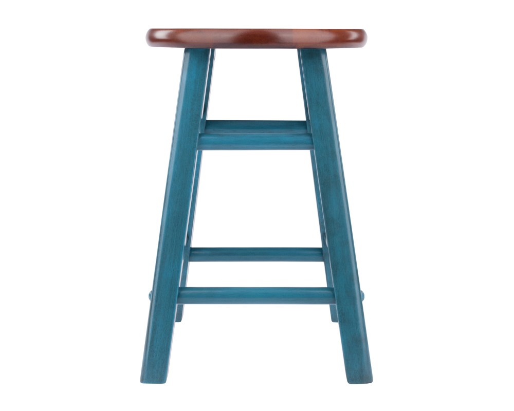 Element 2-Pc Square Legs Dining Stool Set, Walnut-Rustic Teal Finish