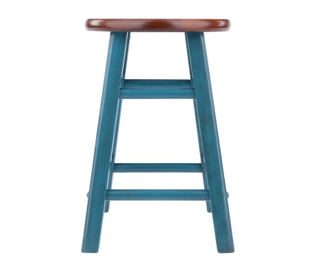 Element 2-Pc Square Legs Dining Stool Set, Walnut-Rustic Teal Finish