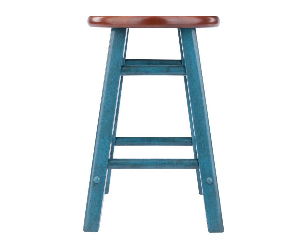 Element 2-Pc Square Legs Dining Stool Set, Walnut-Rustic Teal Finish