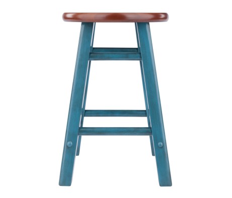 Element 2-Pc Square Legs Dining Stool Set, Walnut-Rustic Teal Finish