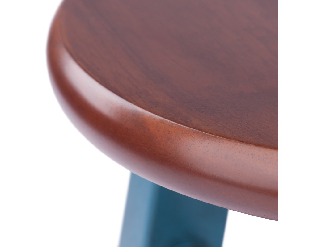 Element 2-Pc Square Legs Dining Stool Set, Walnut-Rustic Teal Finish