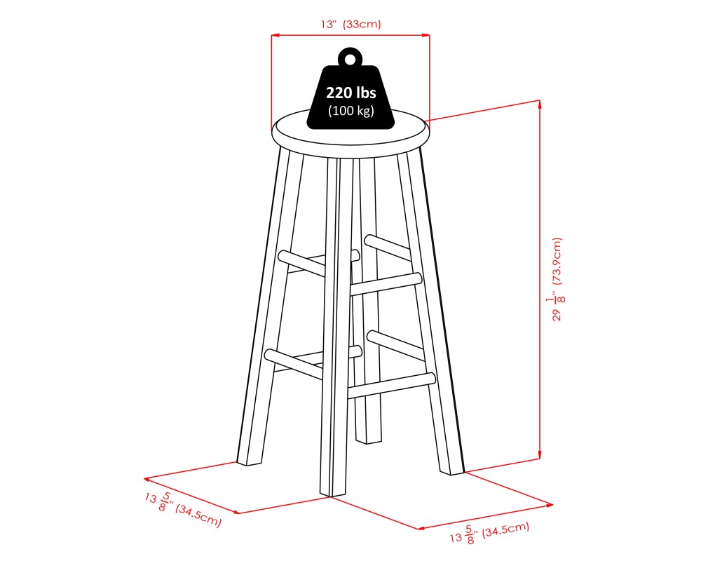 Ivy Round Bar Stool with Footrest, 29' High, Rustic Teal and Walnut
