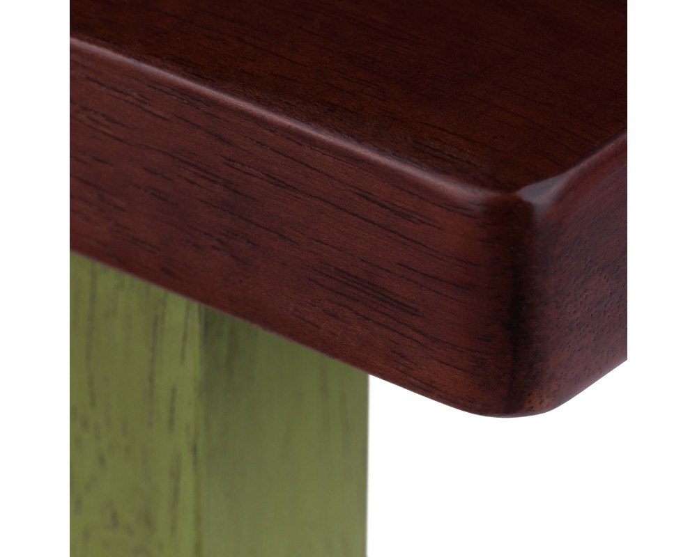 Satori Saddle Seat Bar Stool, Rustic Green and Walnut