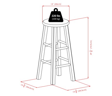 Ivy Round Bar Stool with Footrest, 29' High, Rustic Green and Walnut