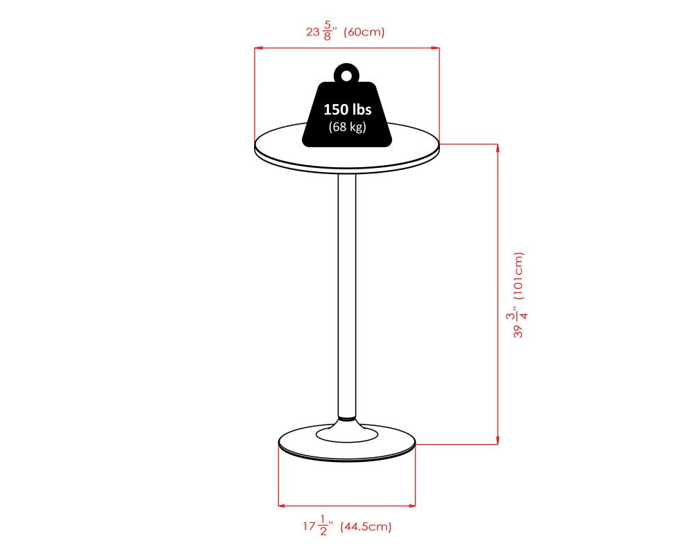 Cora Round High Table, 40 High, Faux Marble and Black