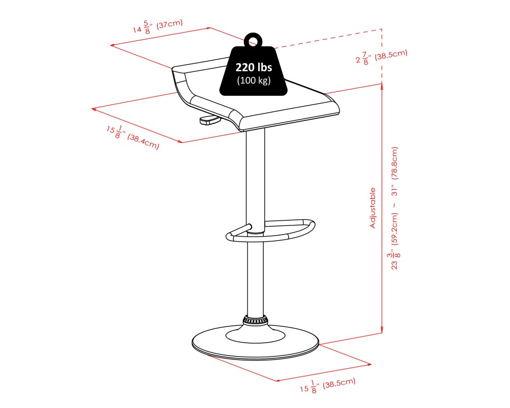 Cora Round High Table with 2 Adjustable Swivel Stools, 40 High, Espresso and Black