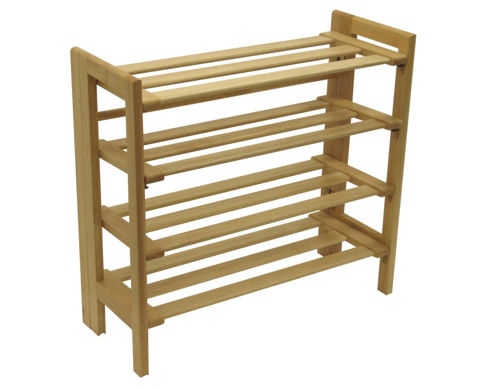 Clifford 4-Tier Stackable Shoe Rack, 28' Wide, Natural