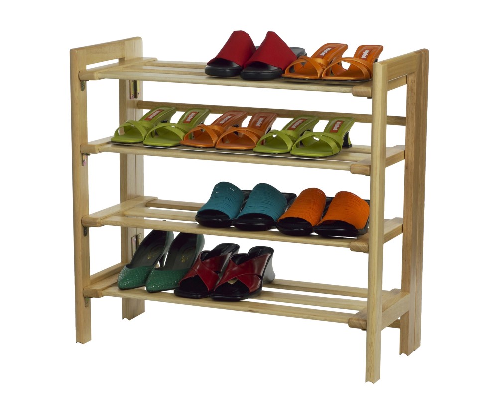 Clifford 4-Tier Stackable Shoe Rack, 28' Wide, Natural
