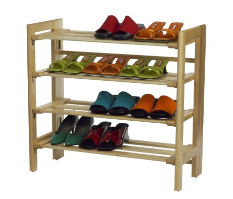 Clifford 4-Tier Stackable Shoe Rack, 28' Wide, Natural