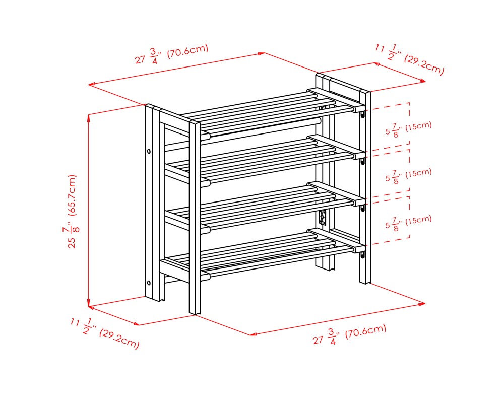 Clifford 4-Tier Stackable Shoe Rack, 28' Wide, Natural