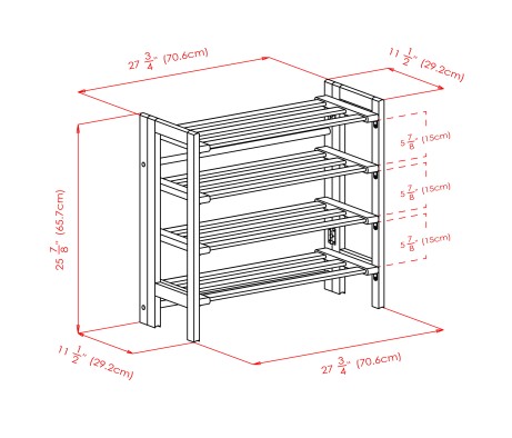 Clifford 4-Tier Stackable Shoe Rack, 28' Wide, Natural