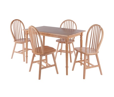 Ravenna 5-Pc Dining Table With 4 Windsor Chairs, Natural