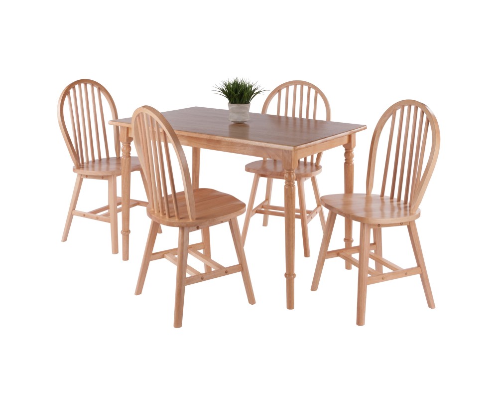 Ravenna 5-Pc Dining Table With 4 Windsor Chairs, Natural