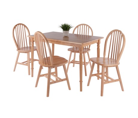 Ravenna 5-Pc Dining Table With 4 Windsor Chairs, Natural