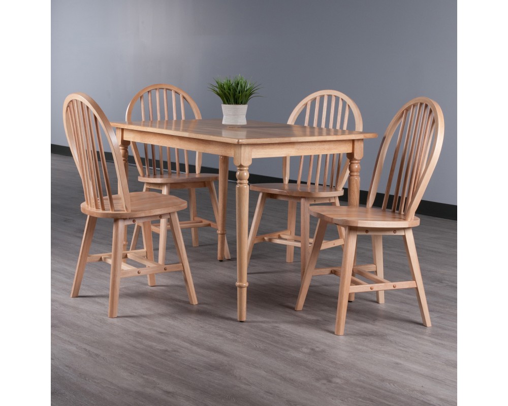 Ravenna 5-Pc Dining Table With 4 Windsor Chairs, Natural