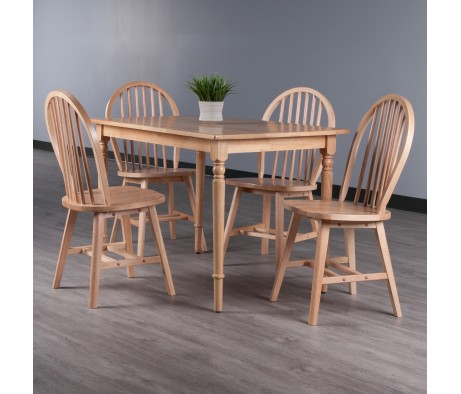 Ravenna 5-Pc Dining Table With 4 Windsor Chairs, Natural