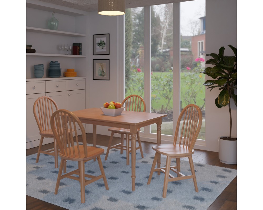 Ravenna 5-Pc Dining Table With 4 Windsor Chairs, Natural
