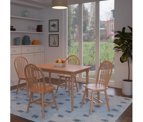 Ravenna 5-Pc Dining Table With 4 Windsor Chairs, Natural