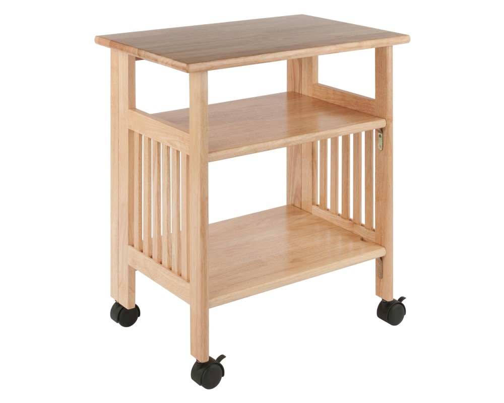 Mission Foldable Printer Stand, 3-Tier Cart, 27' High, 24' Wide, Natural