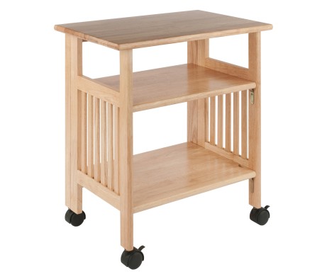 Mission Foldable Printer Stand, 3-Tier Cart, 27' High, 24' Wide, Natural