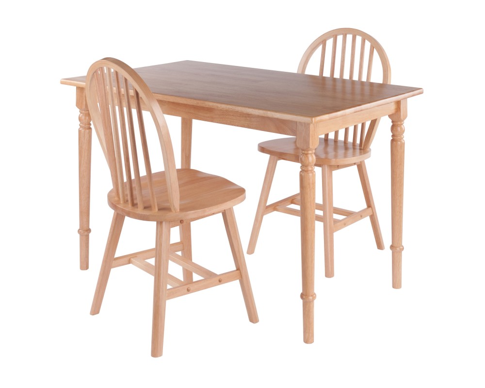 Ravenna 3-Pc Dining Table With 2 Windsor Chairs, Natural