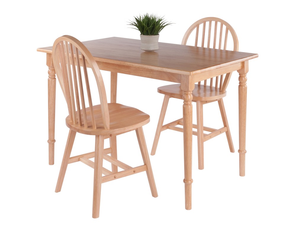 Ravenna 3-Pc Dining Table With 2 Windsor Chairs, Natural